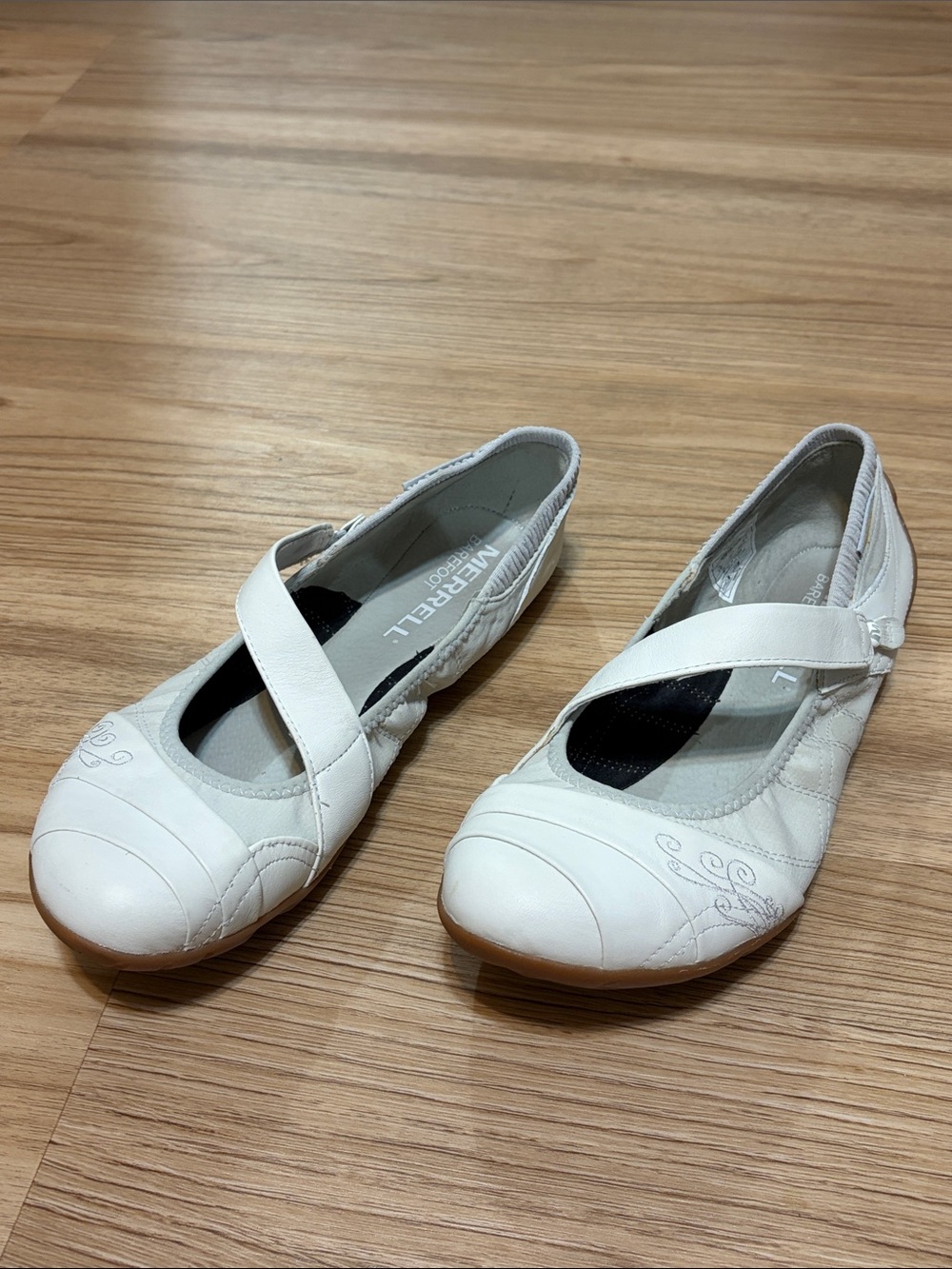 Merrell Barefoot White Leather Mary Jane Flats Minimalist Shoes Women’s 10 - Picture 2 of 5